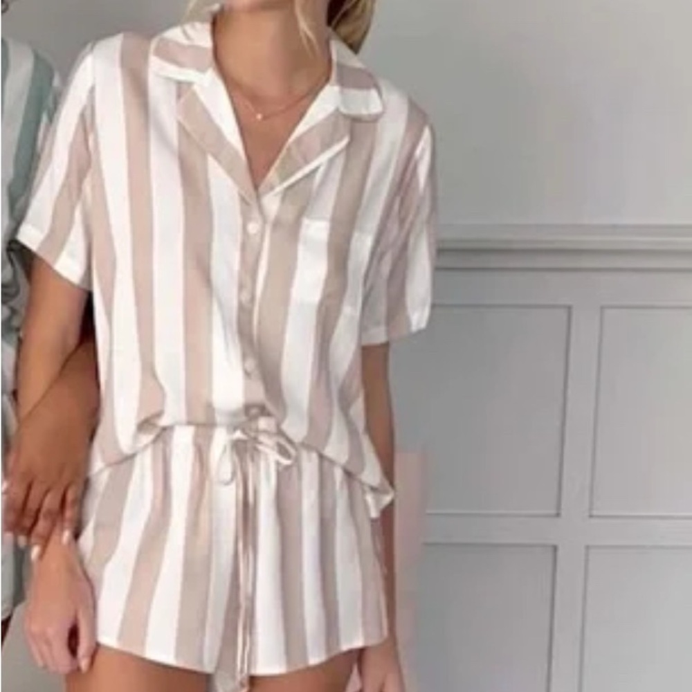 Striped Beige and White Women's Sleepwear Set from Birdie Grey bridesmaid size M